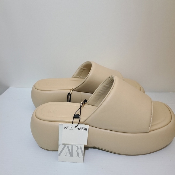ZARA FLATFORM SANDALS BEIGE SIZE 9 | 3607/110/716 - Picture 5 of 13